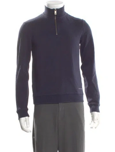 Pre-owned Ted Baker Mock Neck Long Sleeve Sweatshirt In Blue
