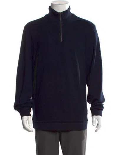 Pre-owned Ted Baker Mock Neck Long Sleeve Sweatshirt In Blue