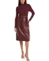 Ted Baker Mock Neck Midi Dress In Burgundy