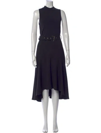 Pre-owned Ted Baker Mock Neck Midi Length Dress In Black