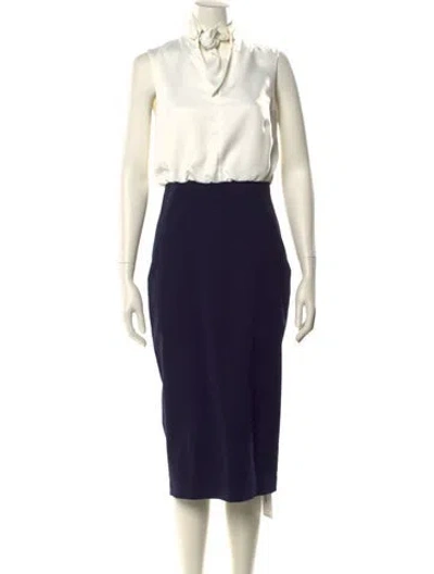 Pre-owned Ted Baker Mock Neck Midi Length Dress In Green