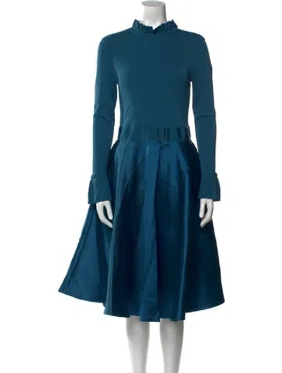 Pre-owned Ted Baker Mock Neck Midi Length Dress In Green