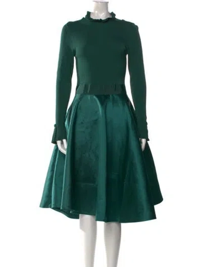 Pre-owned Ted Baker Mock Neck Midi Length Dress In Green