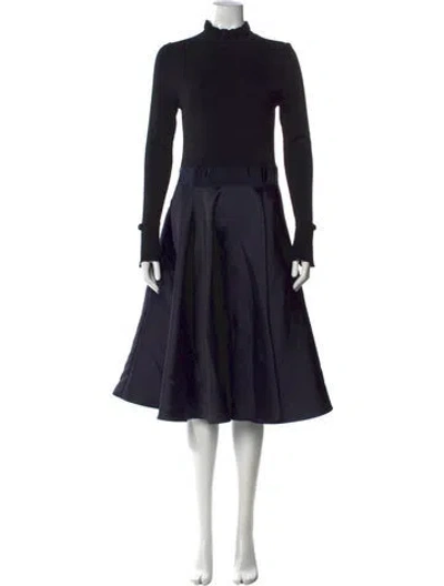 Pre-owned Ted Baker Mock Neck Midi Length Dress In Multi