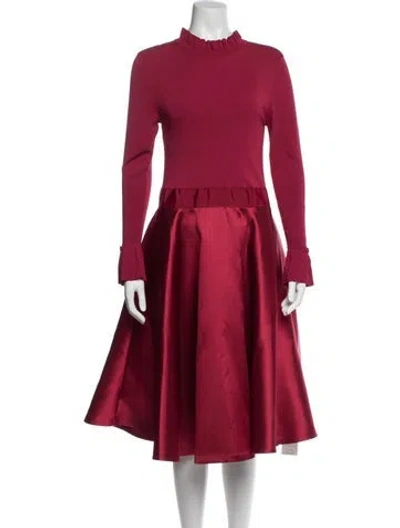 Pre-owned Ted Baker Mock Neck Midi Length Dress In Pink