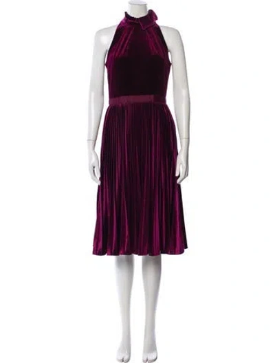 Pre-owned Ted Baker Mock Neck Midi Length Dress In Purple