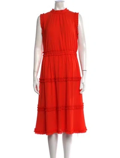 Pre-owned Ted Baker Mock Neck Midi Length Dress In Purple