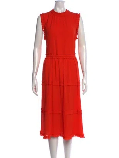 Pre-owned Ted Baker Mock Neck Midi Length Dress In Purple