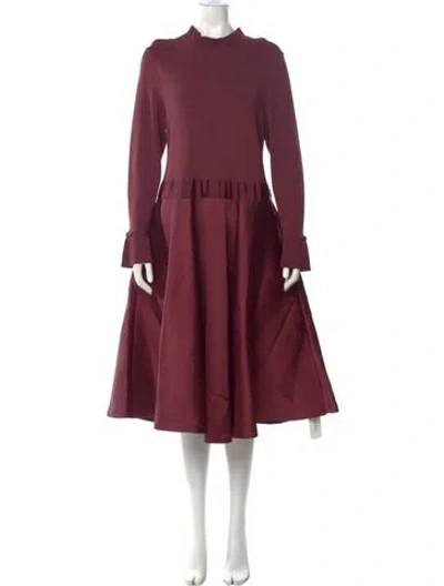 Pre-owned Ted Baker Mock Neck Midi Length Dress In Red