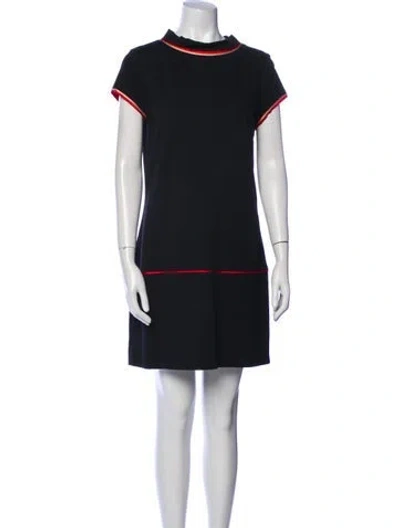 Pre-owned Ted Baker Mock Neck Mini Dress In Black