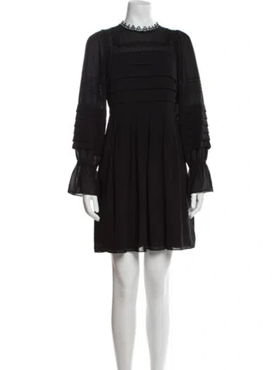 Pre-owned Ted Baker Mock Neck Mini Dress In Black