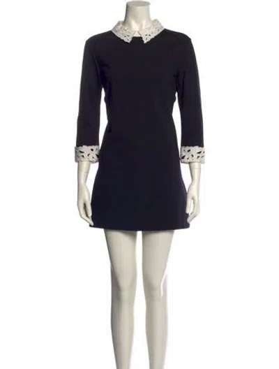 Pre-owned Ted Baker Mock Neck Mini Dress In Black