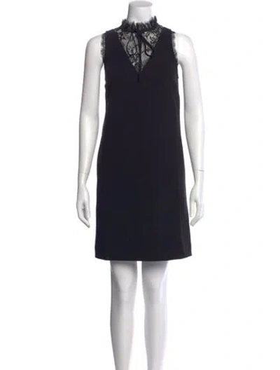 Pre-owned Ted Baker Mock Neck Mini Dress In Black