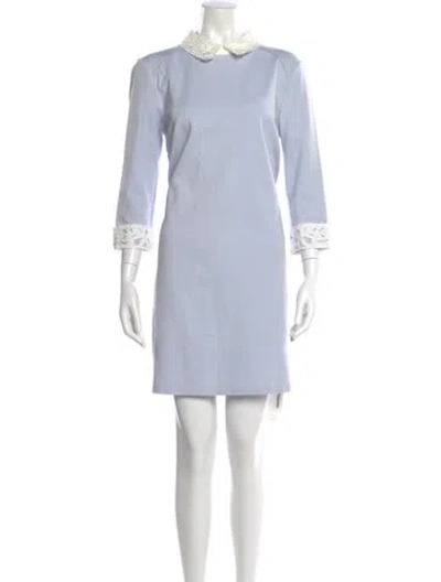 Pre-owned Ted Baker Mock Neck Mini Dress In Blue