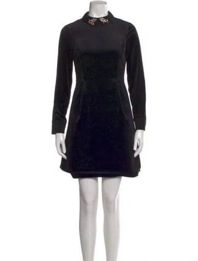 Pre-owned Ted Baker Mock Neck Mini Dress In Blue