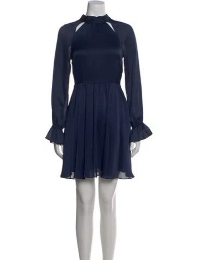 Pre-owned Ted Baker Mock Neck Mini Dress In Blue