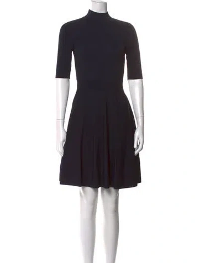Pre-owned Ted Baker Mock Neck Mini Dress In Blue