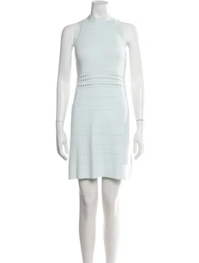 Pre-owned Ted Baker Mock Neck Mini Dress In Blue
