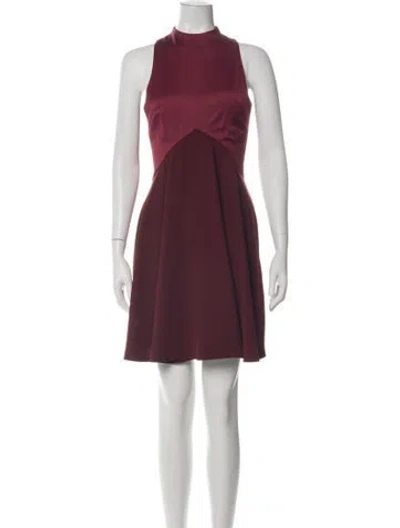 Pre-owned Ted Baker Mock Neck Mini Dress In Burgundy