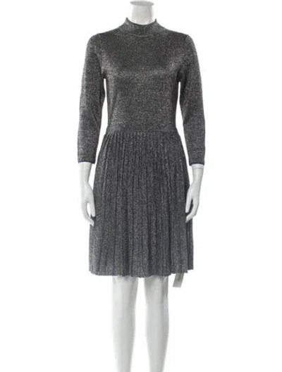 Pre-owned Ted Baker Mock Neck Mini Dress In Gray