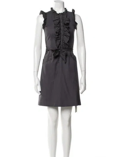 Pre-owned Ted Baker Mock Neck Mini Dress In Gray