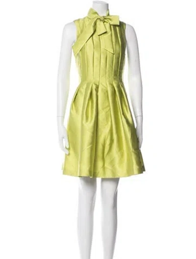 Pre-owned Ted Baker Mock Neck Mini Dress In Green