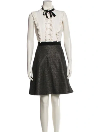 Pre-owned Ted Baker Mock Neck Mini Dress In Multi