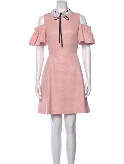 Pre-owned Ted Baker Mock Neck Mini Dress In Pink