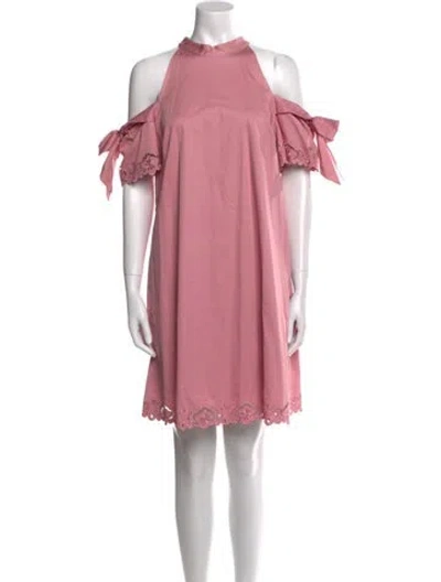 Pre-owned Ted Baker Mock Neck Mini Dress In Pink