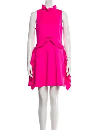 Pre-owned Ted Baker Mock Neck Mini Dress In Pink