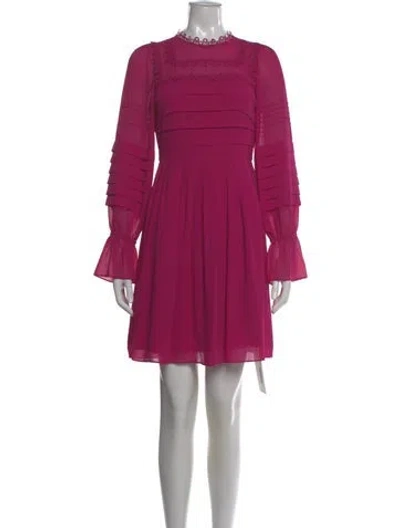 Pre-owned Ted Baker Mock Neck Mini Dress In Pink