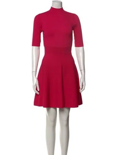 Pre-owned Ted Baker Mock Neck Mini Dress In Pink