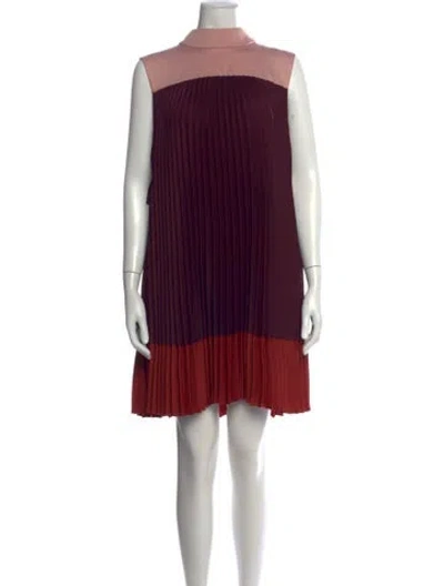 Pre-owned Ted Baker Mock Neck Mini Dress In Pink