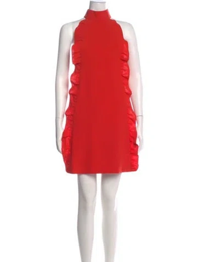 Pre-owned Ted Baker Mock Neck Mini Dress In Red
