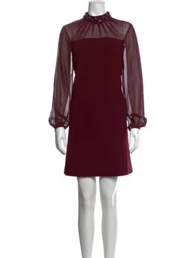 Pre-owned Ted Baker Mock Neck Mini Dress In Red