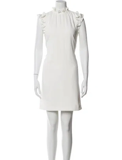 Pre-owned Ted Baker Mock Neck Mini Dress In White