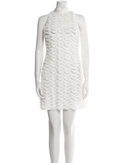 Pre-owned Ted Baker Mock Neck Mini Dress In White