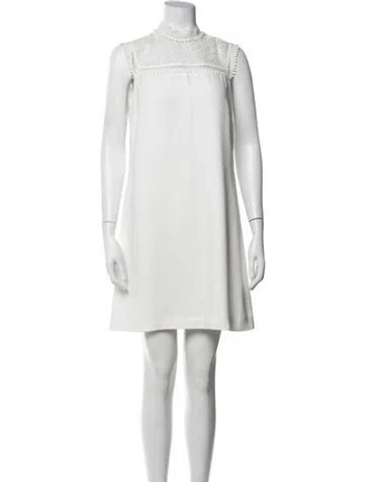 Pre-owned Ted Baker Mock Neck Mini Dress In White