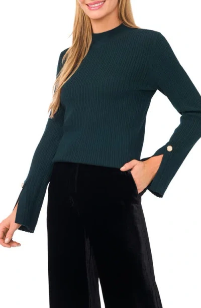 Ted Baker Mock Neck Split Cuff Ribbed Sweater In Blue