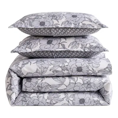Ted Baker Mood Floral Duvet Set, Full/queen In Gray