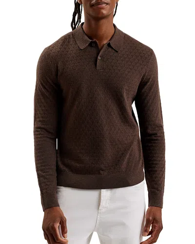 Ted Baker Morar Knit Polo In Dark Brown