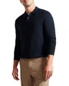 Ted Baker Morar Long Sleeve Regular Fit Knit Polo In Blue