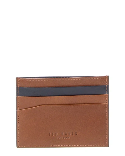 Ted Baker Nancard Contrast Edge Paint Leather Card Holder In Brown