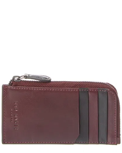 Ted Baker Nanns Contrast Detail Leather Zip Around Card Case In Red