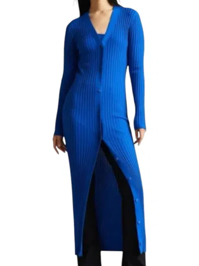 Ted Baker Narda Longline Cardigan Dress In Blue In Metallic