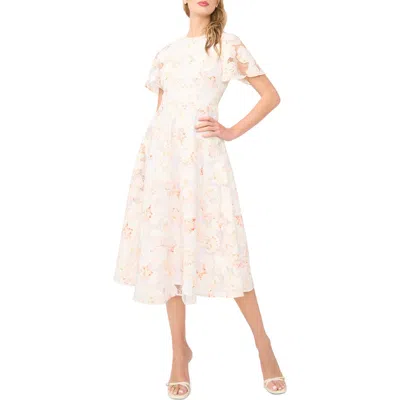 Ted Baker Natalia Floral Flare Midi Dress In Neutral