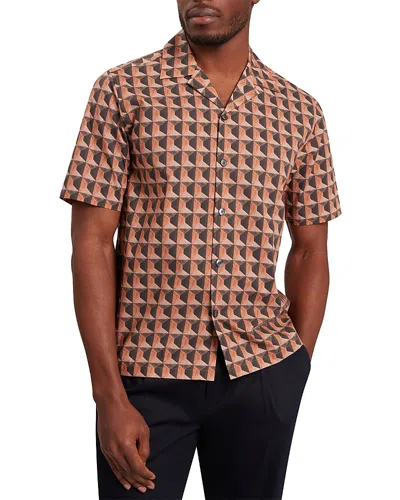 Ted Baker Nayelin Short Sleeve Relaxed Painted Geo Shirt In Brown