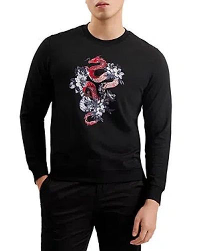 Ted Baker Newyar Long Sleeve Graphic Sweatshirt In Black