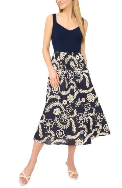 Ted Baker Nicole Embroidered Detail Midi Dress In Blue