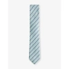 Ted Baker Mens Lt-green Niels Pin Stripe-pattern Linen And Silk-blend Tie